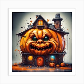 Halloween Pumpkin House 1 Art Print