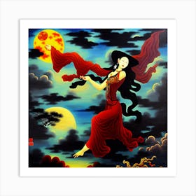 Chinese Woman Flying Art Print