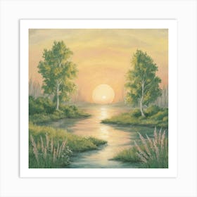 Sunset By The River 3 Art Print