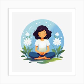 Inner Tranquility Female Meditation Illustration Art Print