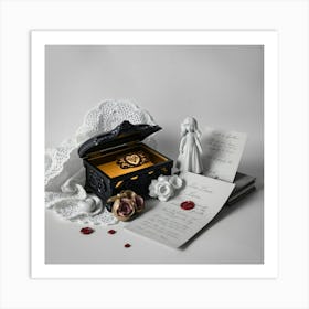 Flux Schnell A Romantic Black And White Still Life Scene Set A 3 Poster