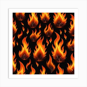 Flames On Black Background 33 Art Print