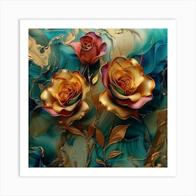 Gold Roses Art Print