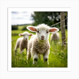 Young Cute Grass Farming Animal Farm Field Fur Wool Farm Animal Baby Countryside Little (7) Art Print