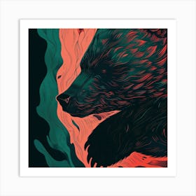 Bear In Flames Art Print