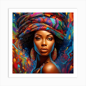 African Woman With Colorful Turban 1 Art Print