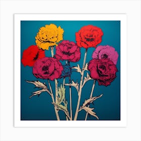 Scabiosa 2 Pop Art Illustration Square Art Print