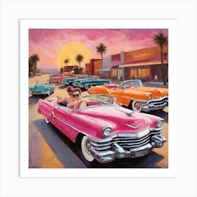 Pink Vintage Car Art Print