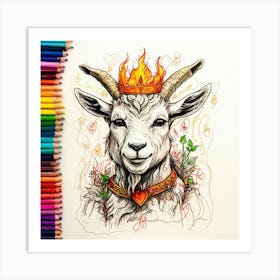 Goat With Crown 2 Art Print