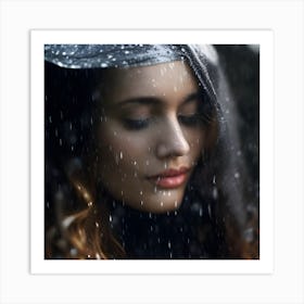 Portrait Of A Woman In The Rain Art Print