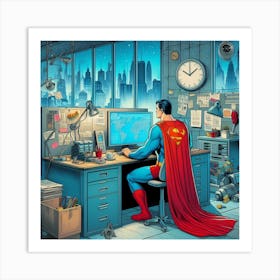 Superman At Work 1 Art Print