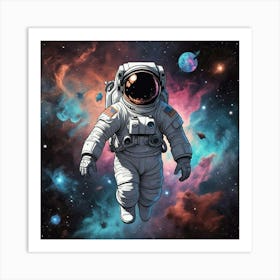 Cosmic Explorer Portrait Of An Astronaut Among The Stars (10) Art Print