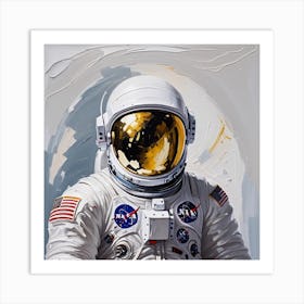 Astronaut Day Spaceman In White Space Suit Costume Open Glass Helmet 2 (1) Art Print