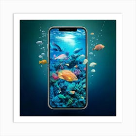 Firefly Vibrant Aquatic Smartphone Morphing Into Marine Life 64557 (2) Art Print