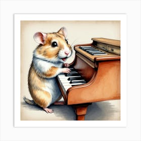 Hamster Playing Piano 8 Art Print