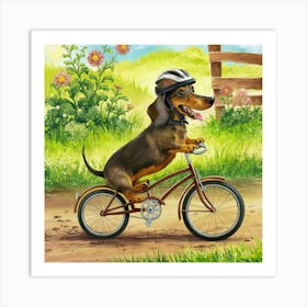 A Whimsical Illustration Of A Dachshund Riding A V Jmdah 2zrf2w2ilm Iyulq Ou0xunwrrry Kg4e9d8xeq Art Print