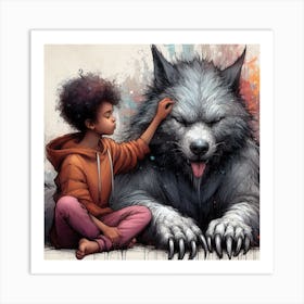 Wolf And Child Art Print