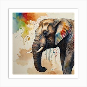 Elephant In Watercolor Art Print