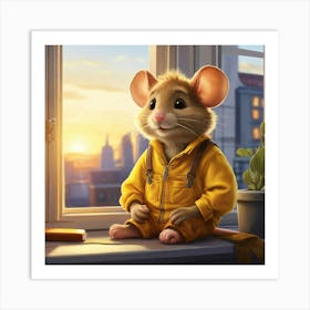 Default Childrens Illustration A Brownhaired Mouse Sitting By 1 2 Art Print