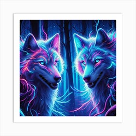 Cosmic Electric Wolves Art Print
