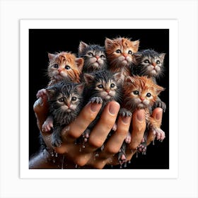 Kittens In Hands Art Print