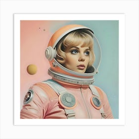 Retro Pastel Female Astronaut 5 Art Print