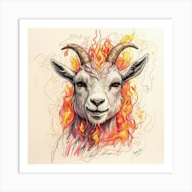 Goat On Fire 44 Art Print