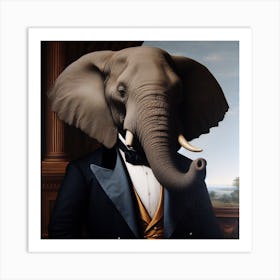 Elephant In Tuxedo Art Print