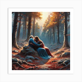 Couple In The Woods Art Print