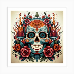 Day Of The Dead Skull 15 Art Print