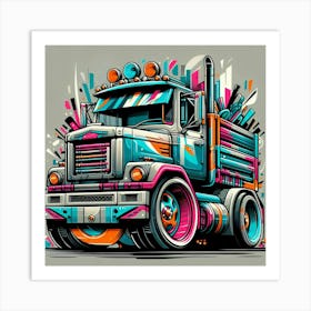 Truck Vehicle Colorful Graffiti Art Print