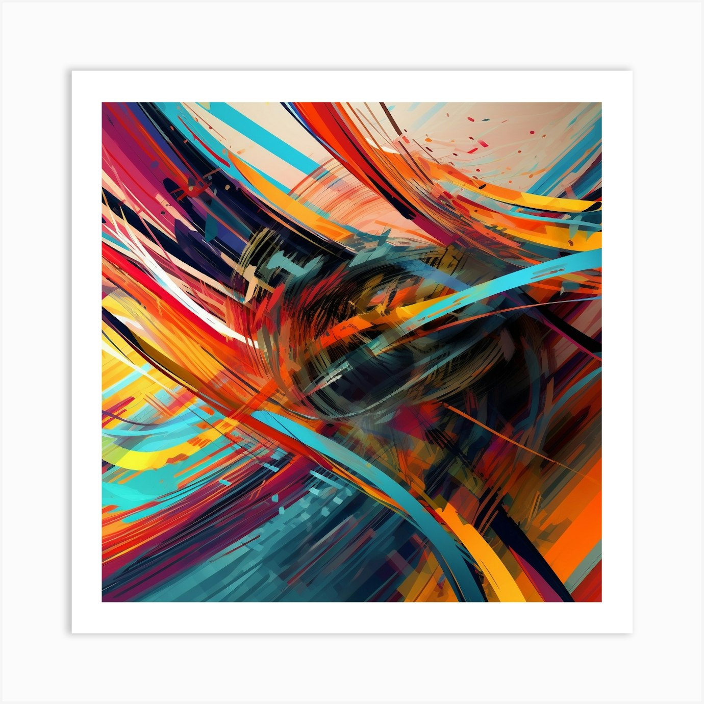 Illustration Composition in Abstract Art, vibrant colors, wall art prints