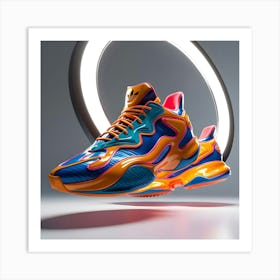 A Futuristic, Vibrant 3d Render Of A Pair Of Adidas Shoes 1 Art Print