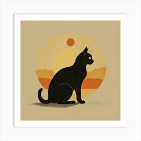 Black Cat At Sunset 4 Art Print