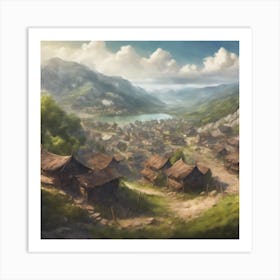 Village In The Mountains Art Print