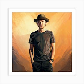 Man With Hat In Desert Art Print