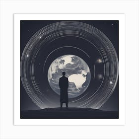 Man looking at a world Art Print