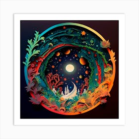 Moon In The Forest Art Print