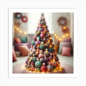 Fabric dolls Christmas Tree Art Print