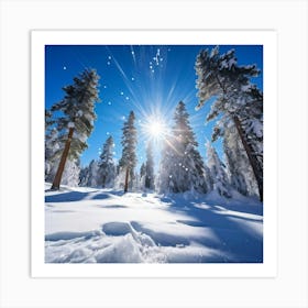 Crystal Clear Ice Clings To The Pine Trees Under A Vibrant Radiant Sun In A Wintry Wonderland Ext (2) Art Print