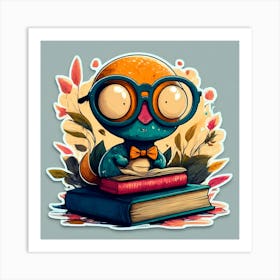 Owl Reading Book Art Print