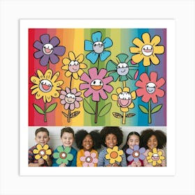 Rainbow Flowers Art Print