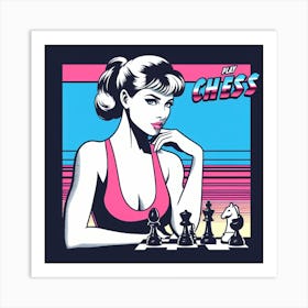 retro chess poster Art Print