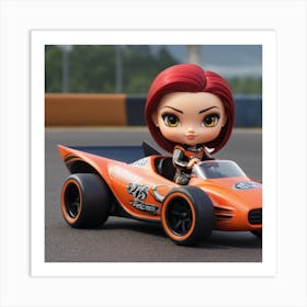 Girl In A Race Car 1 Art Print