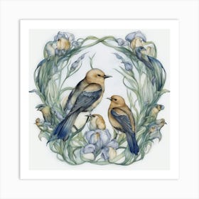 Birds In A Wreath Art Print