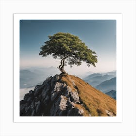 Lone Tree On Top Of Mountain 20 Art Print