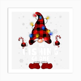 The Fishing Gnome Buffalo Plaid Christmas Tree Light Funny Art Print