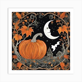 Spooky Moon Halloween Scene Art Print