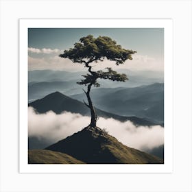 Lone Tree On Top Of Mountain 15 Art Print