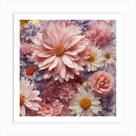 Pink And Purple Flowers Art Print